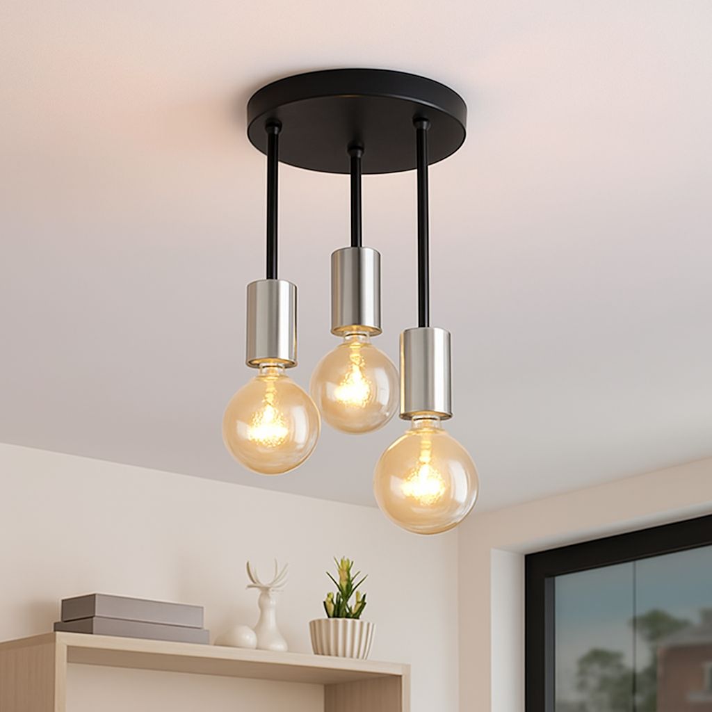 Chandelier - Metal - Black & Grey - 40×30×40 cm