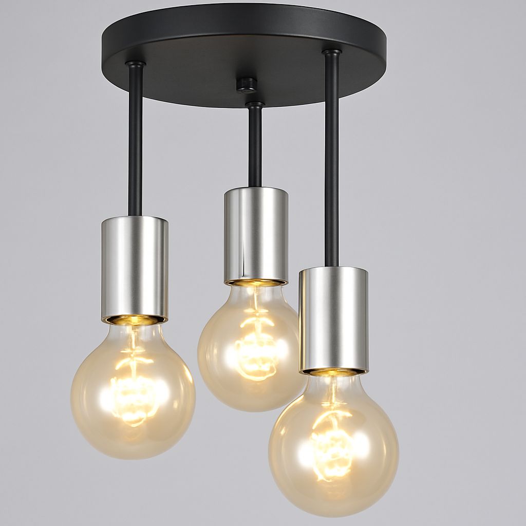 Chandelier - Metal - Black & Grey - 40×30×40 cm