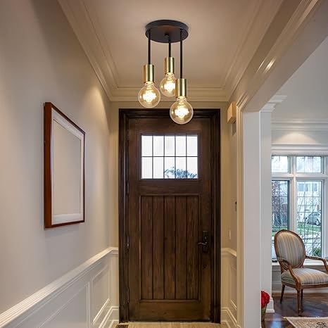 نجفة - معدن - أسود - دهبي - 40×30×40 سم