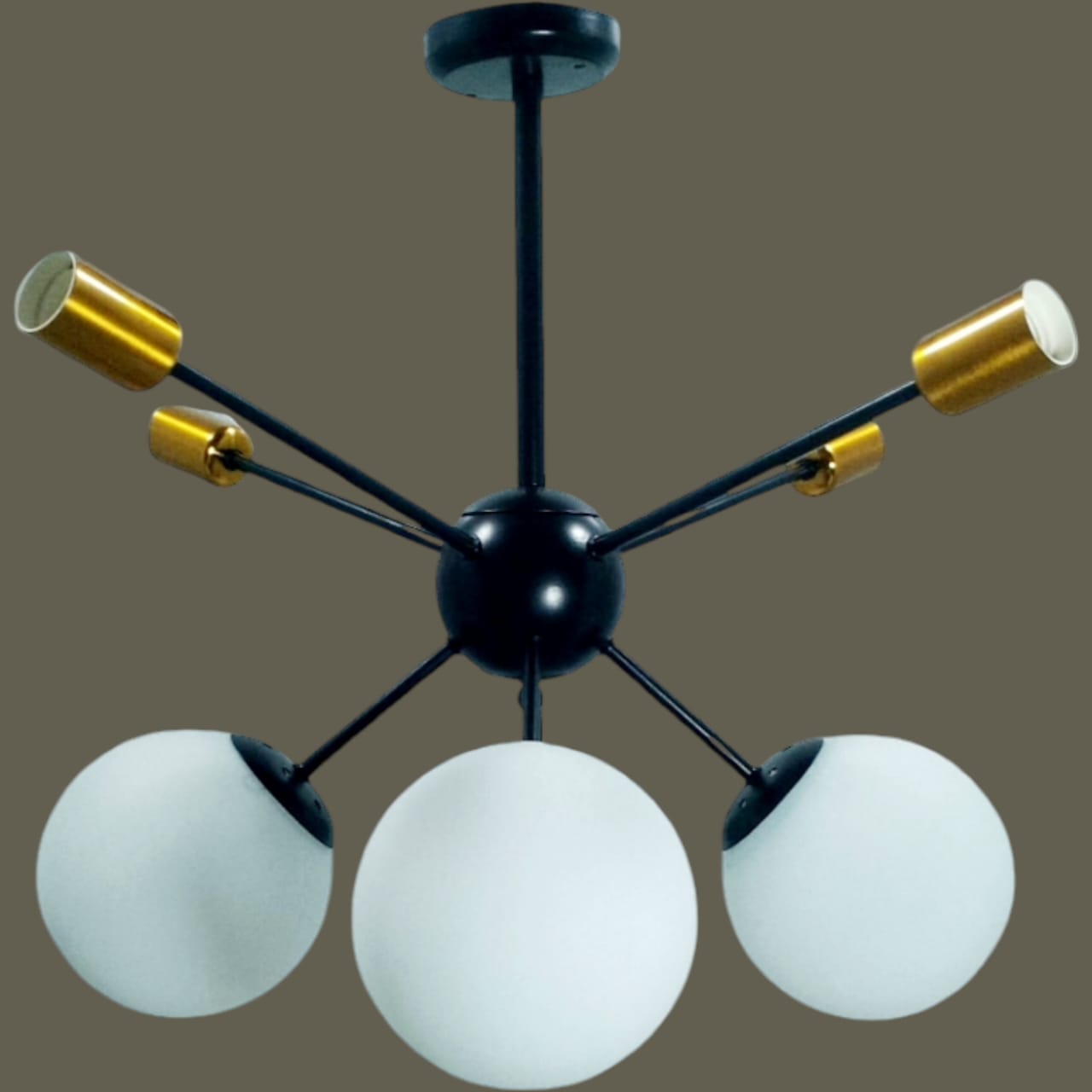 Chandelier - Metal & Glass - Black & Gold - 80 x 90 cm