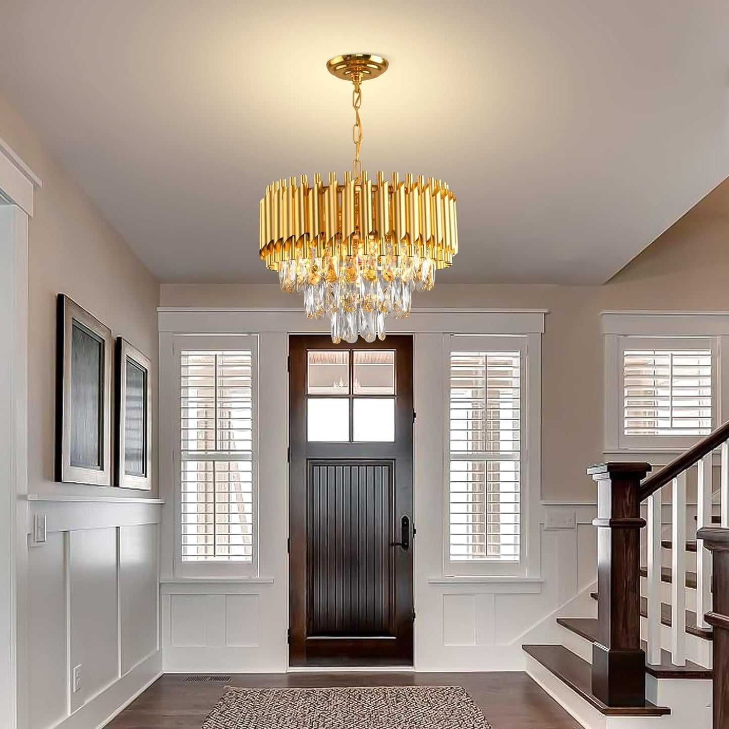 Chandelier - Metal & Crystal - Gold - 60 x 50 cm