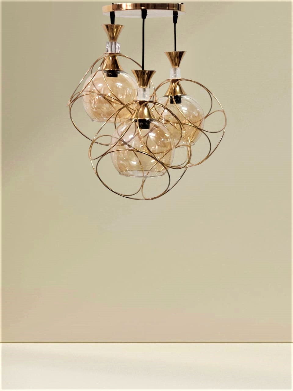 Chandelier - Metal & Glass - Gold - 80x 30 cm