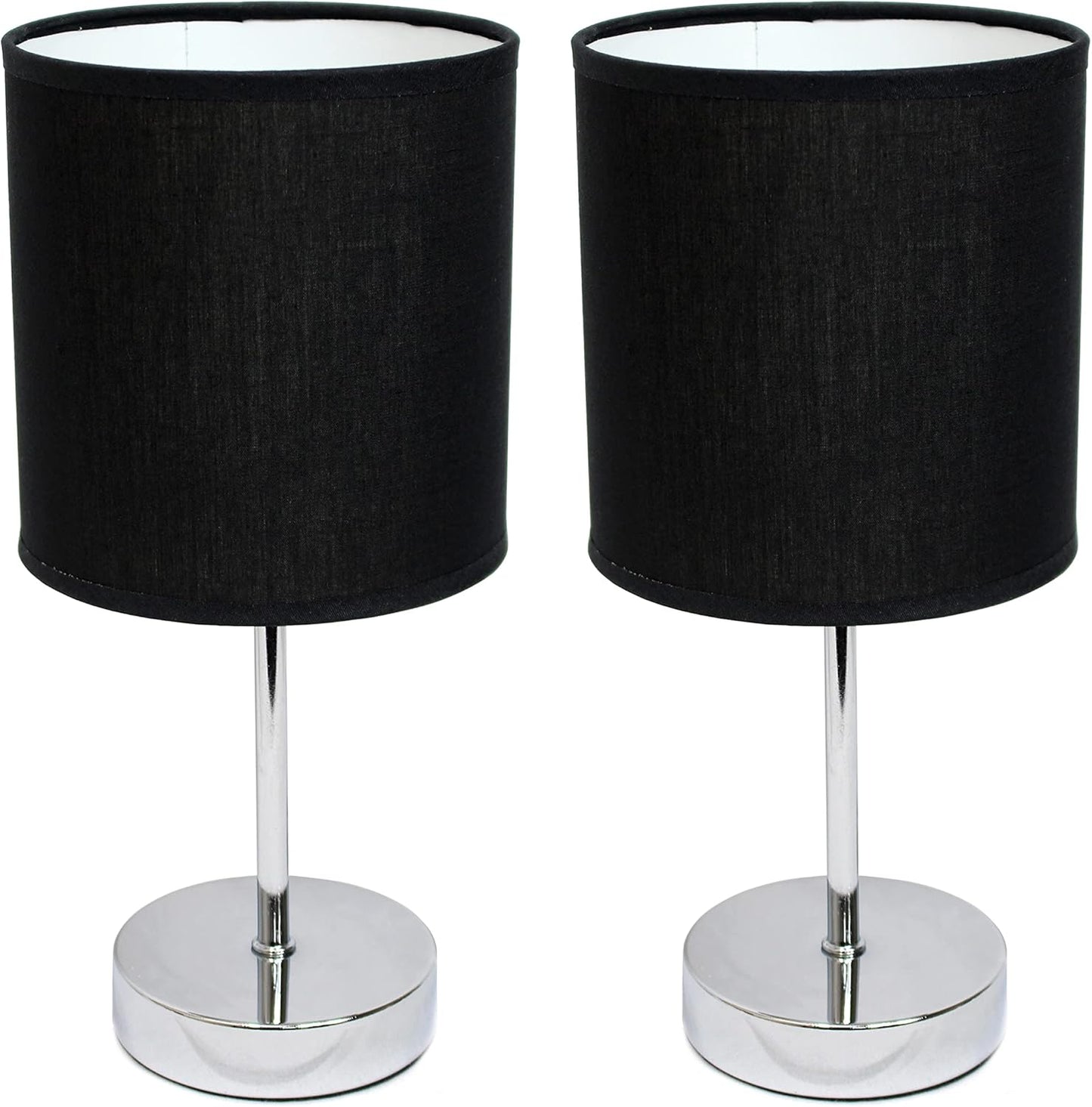 Desk Lamp - Metal & Linen - Black & Silver - 45 x 25 cm