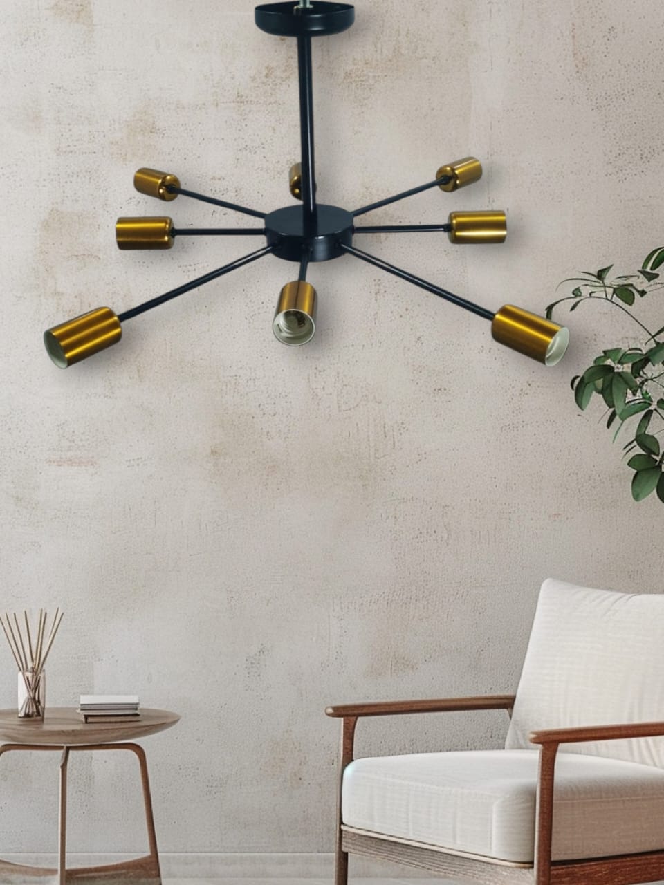 Chandelier - Metal - Black & Gold - 45 x 90 cm