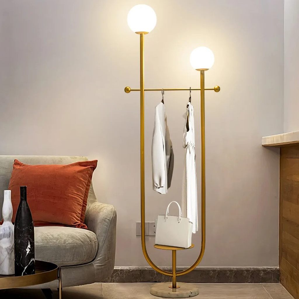 Floor Lamp - Metal - Gold - 195x52 cm