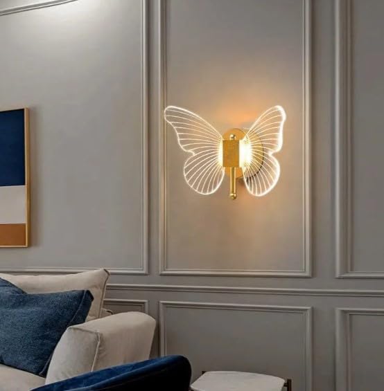 مصباح جداري - معدن وزجاج - ذهبي - 30 × 30 سم