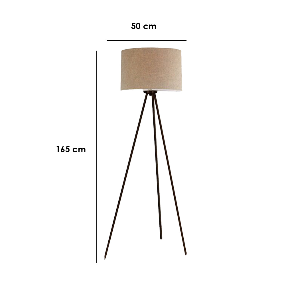 Floor Lamp - Metal - Black & Beige - 165x50cm