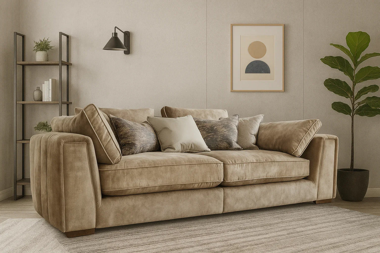 Sofa - Beech Wood - Velvet Fabric - Beige - 240x90 cm - Cataloug