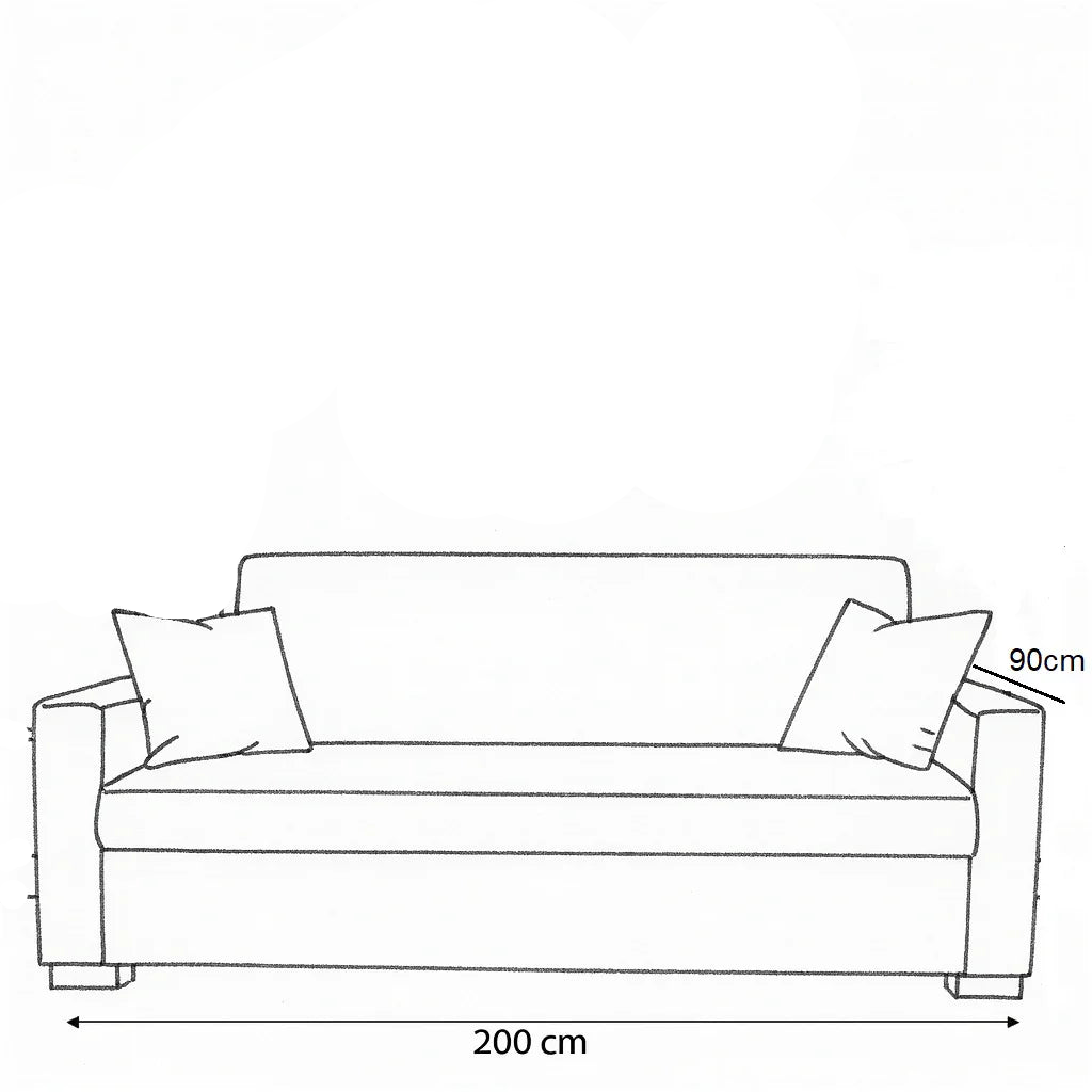 Sofa Bed - Beech Wood - Linen Fabric - Blue - 200x90 cm - Cataloug
