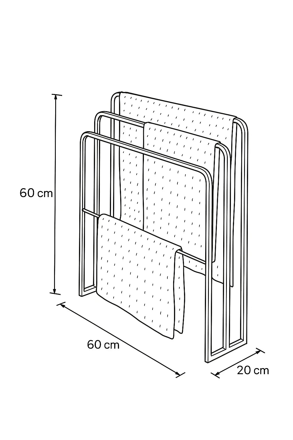 Towel Holder - Steel - Black - 60x20x60 cm - Cataloug