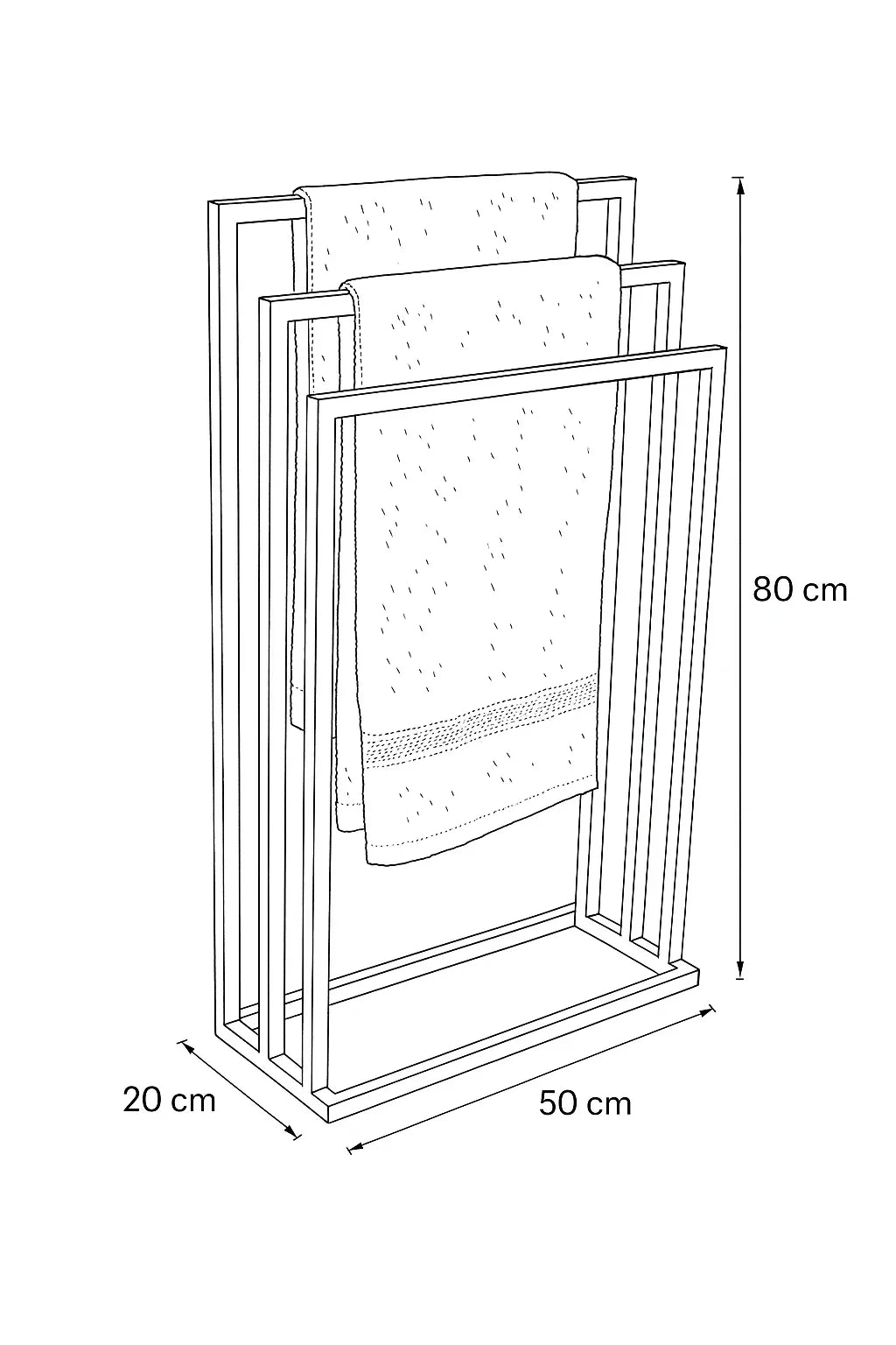 Towel Holder - Steel - Black - 80x50x20 cm - Cataloug
