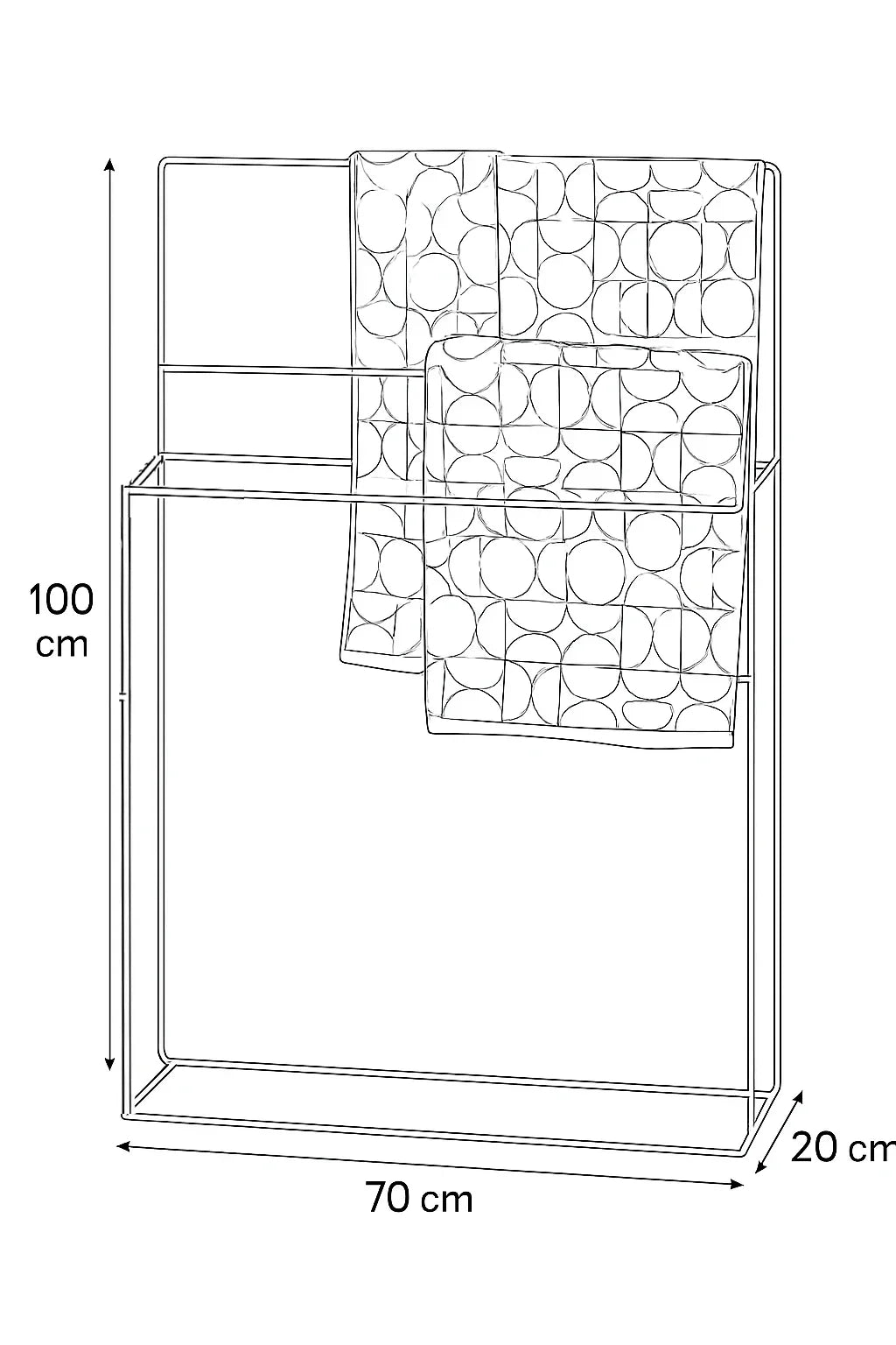 Towel Holder - Steel - Black - 100x70x20 cm - Cataloug