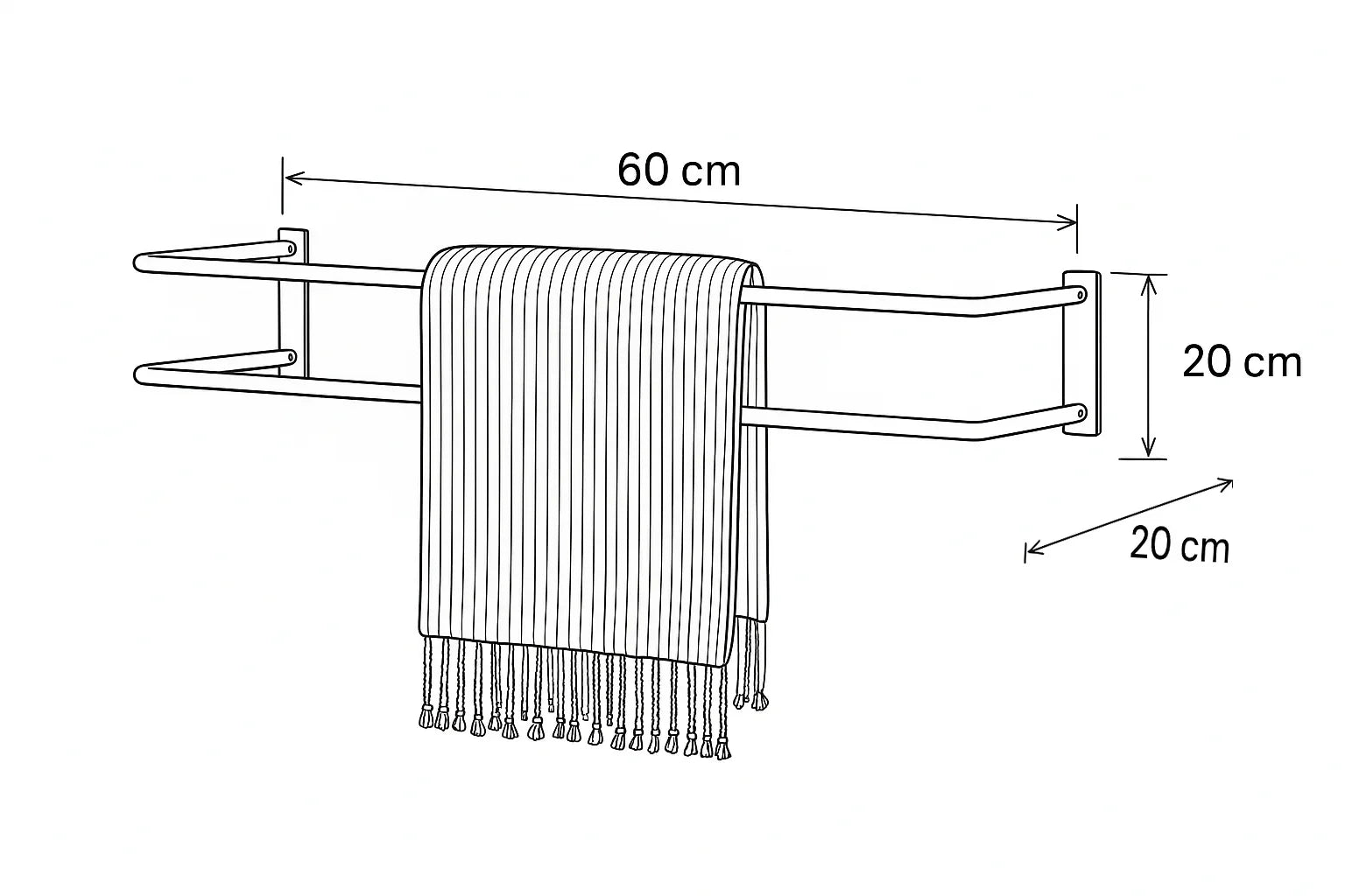 Towel Holder - Steel - Black - 20x60x20 cm - Cataloug