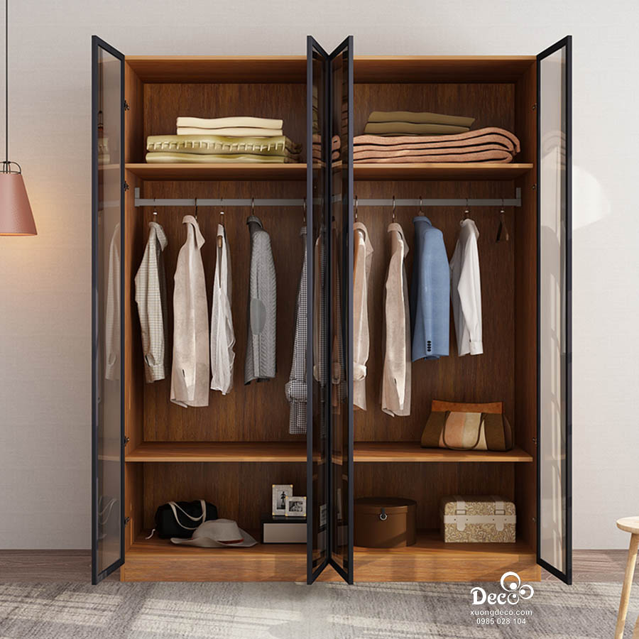 دولاب - خشب إم دي إف - بني - 220×160 سم