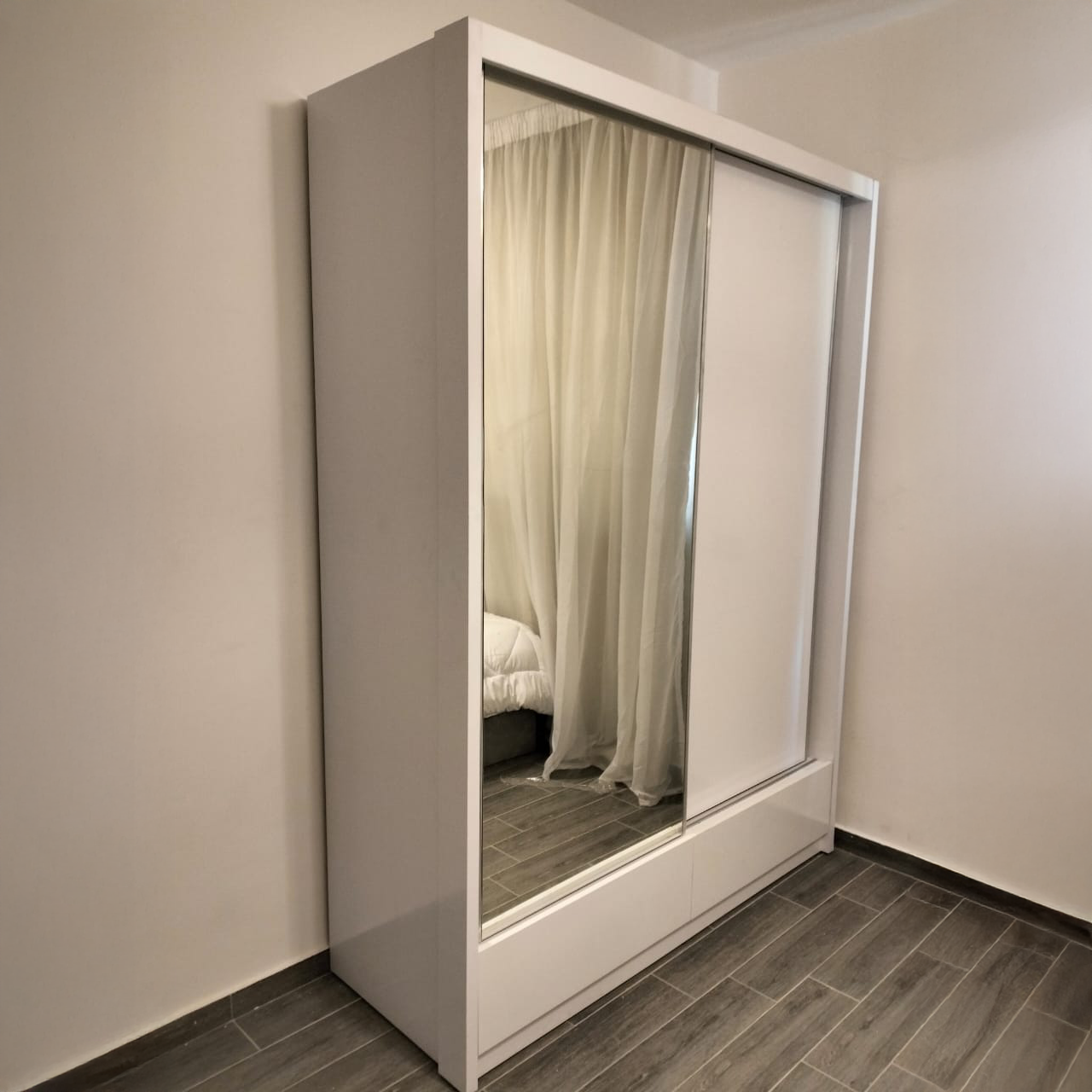 دولاب - خشب ام دي اف - أبيض - 160x220 سم