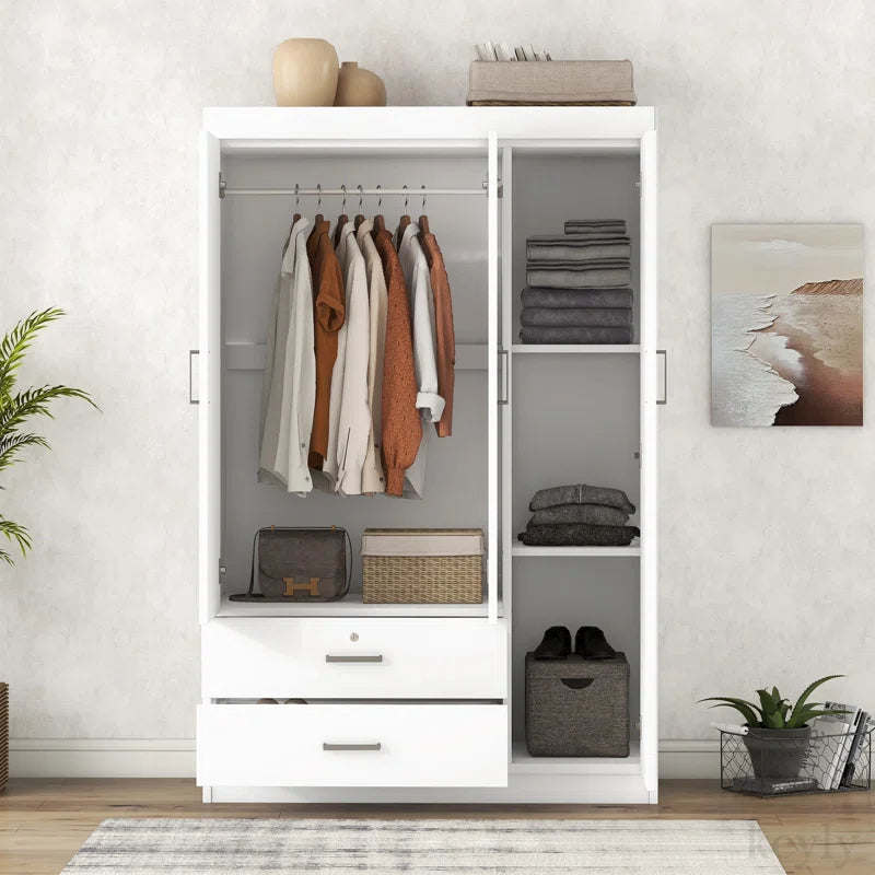 Wardrobe - MDF Wood - White - 170x100cm