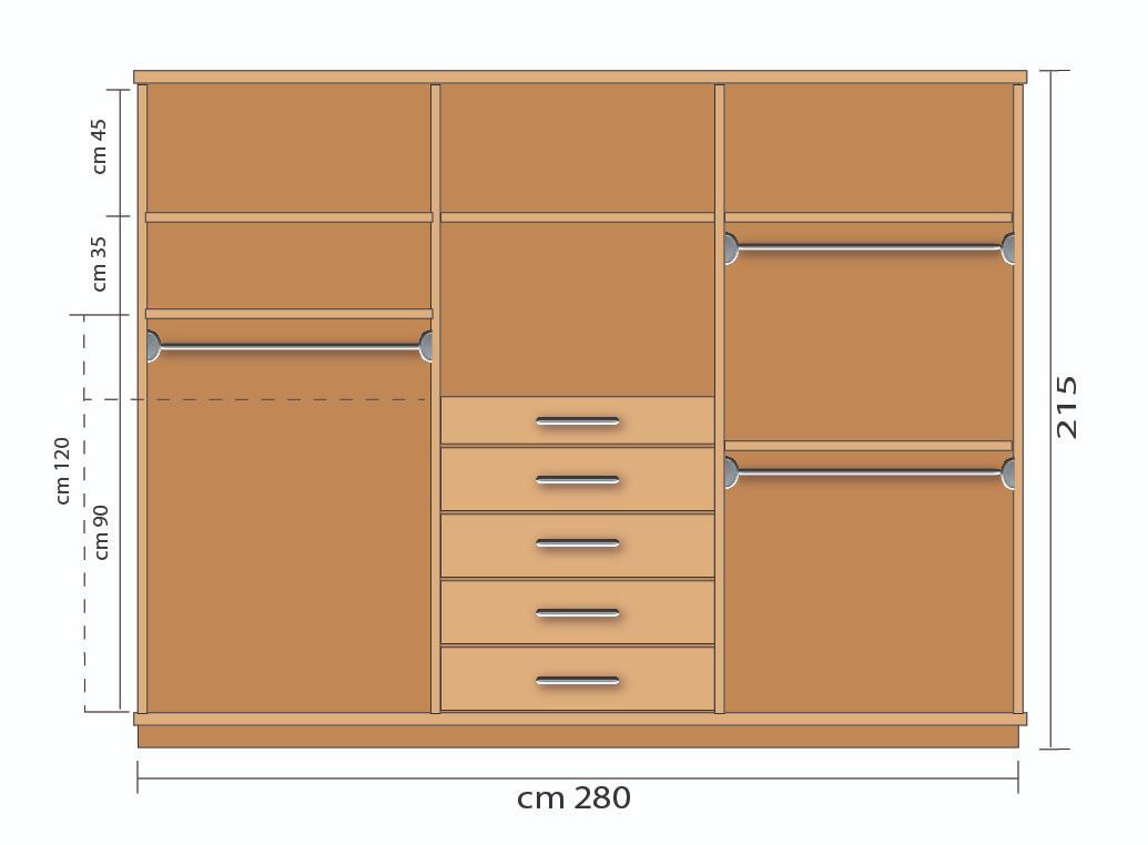 خزانة ملابس - خشب ام دي اف - بني غامق - 200 × 280 سم