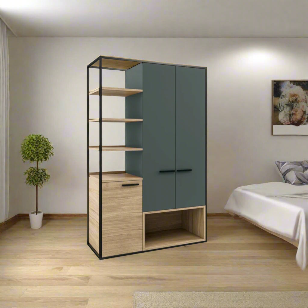 دولاب - خشب ام دي اف - جراي وبيج - 200×120 سم