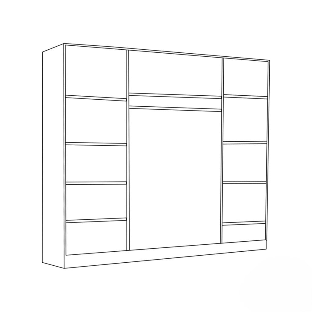 Wardrobe - MDF - White - 210x160cm