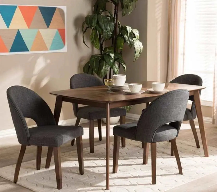 Dining Table set - MDF wood ( PVC ) -4 chairs - Round - 140x90x75 CM