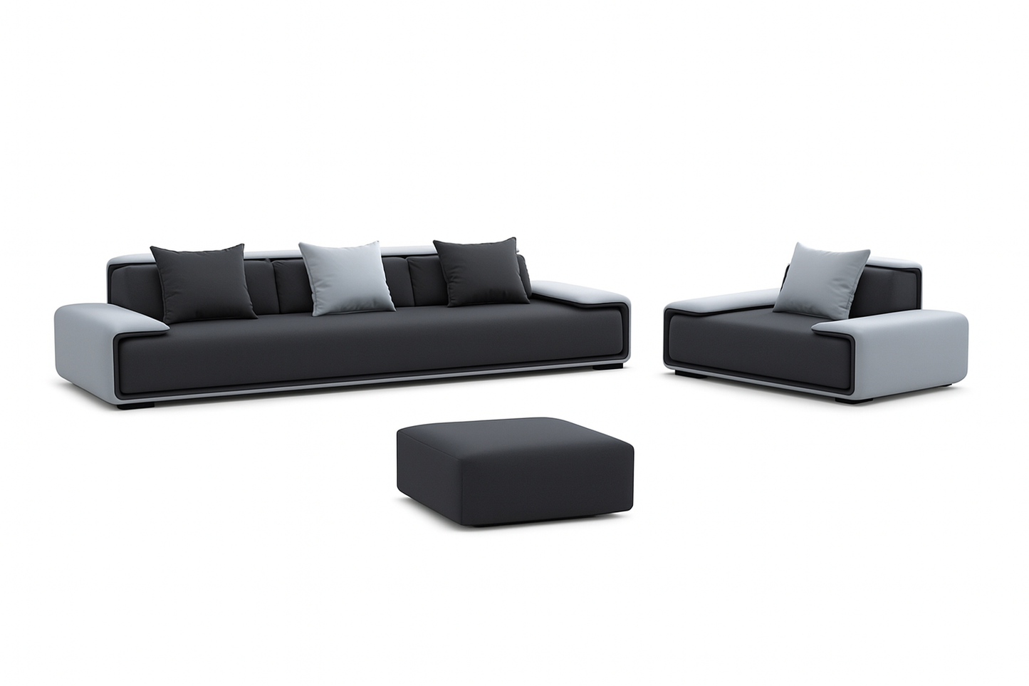 Reception Set of Beech Wood Linen Light Grey Sofa