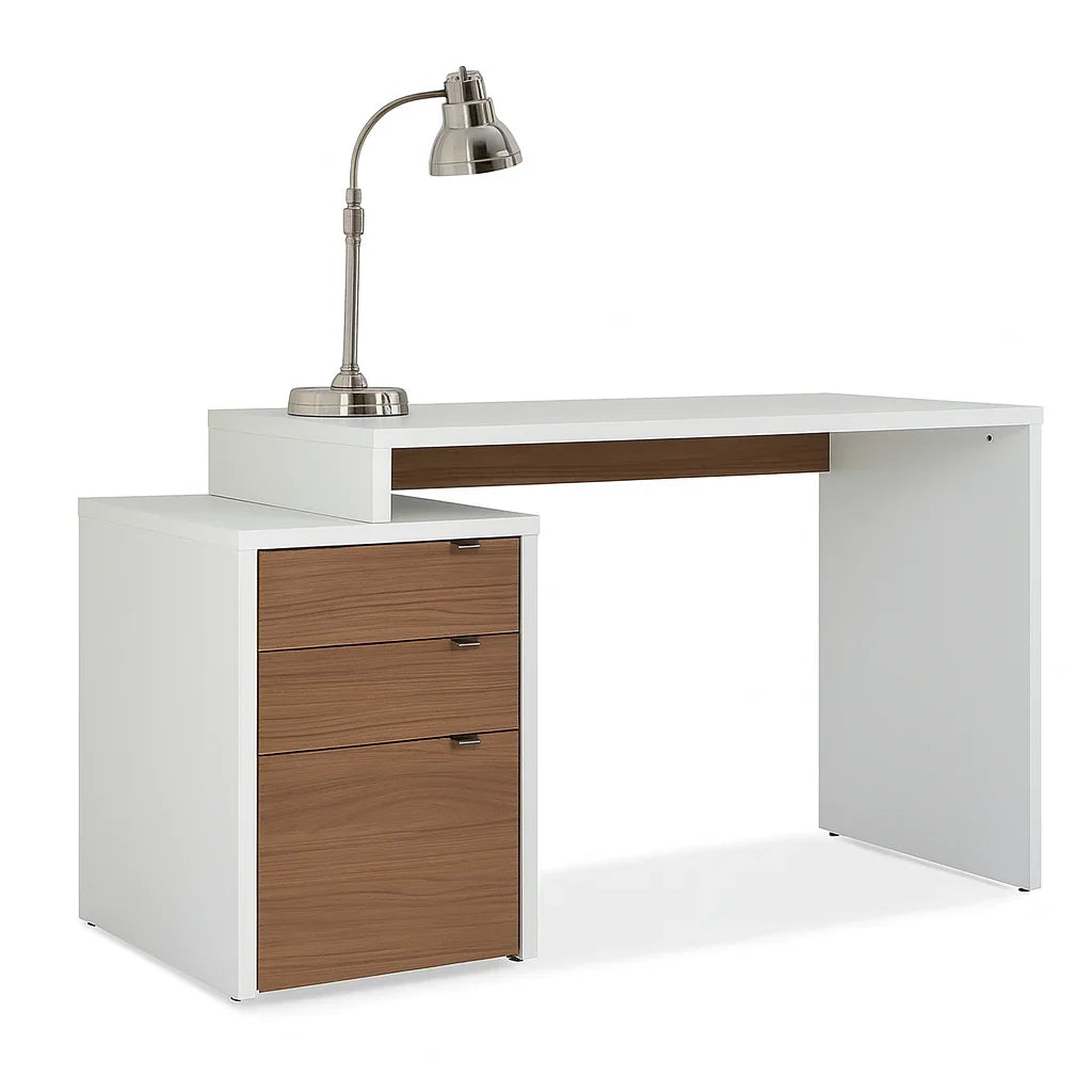 Desk - MDF Wood - White & Brown - 120x50x80 cm - Cataloug