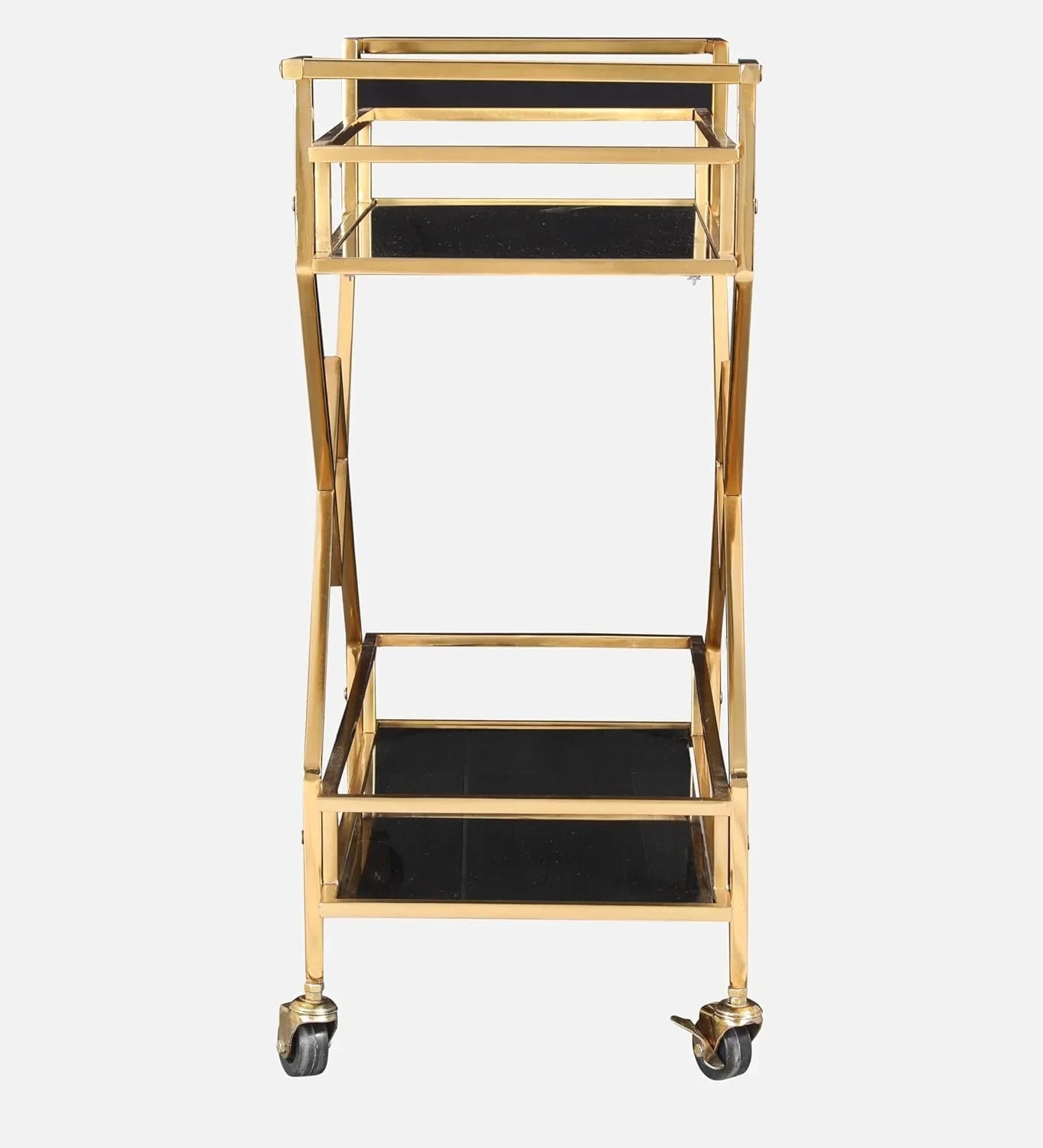 Serving Table - Steel - Glass - Gold - 70x40x90 cm