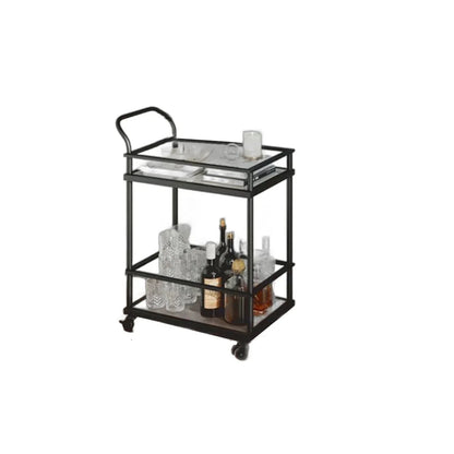 Serving Table - Steel - Glass - Black - 60x40x90 cm