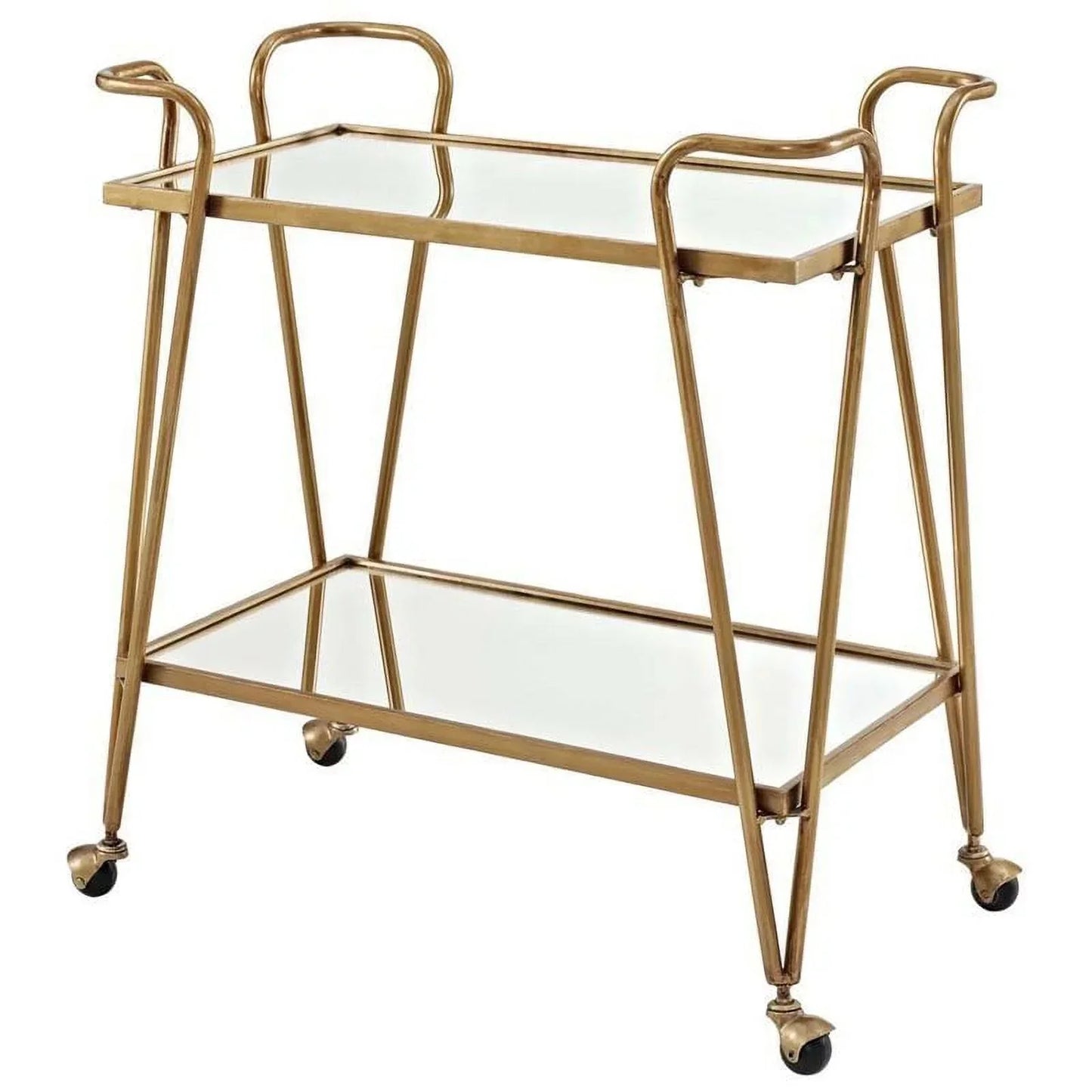 Serving Table - Steel - Glass - Gold - 80x40x90 cm