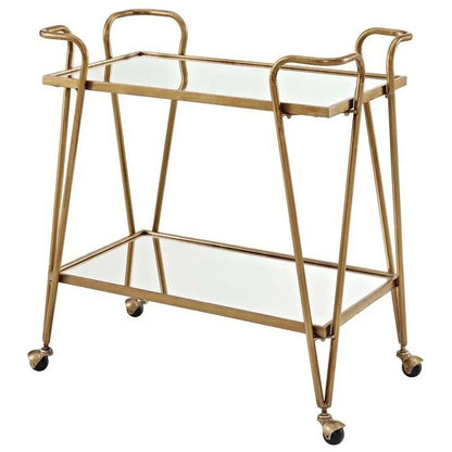 Serving Table - Steel - Glass - Gold - 80x40x90 cm