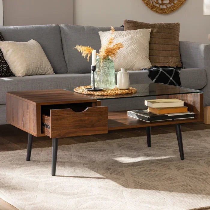 Coffee table - MDF wood - Brown - 100x50x40 cm - Cataloug