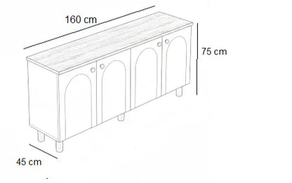 Buffet - MDF Wood - White & Brown - 160x45x75 cm