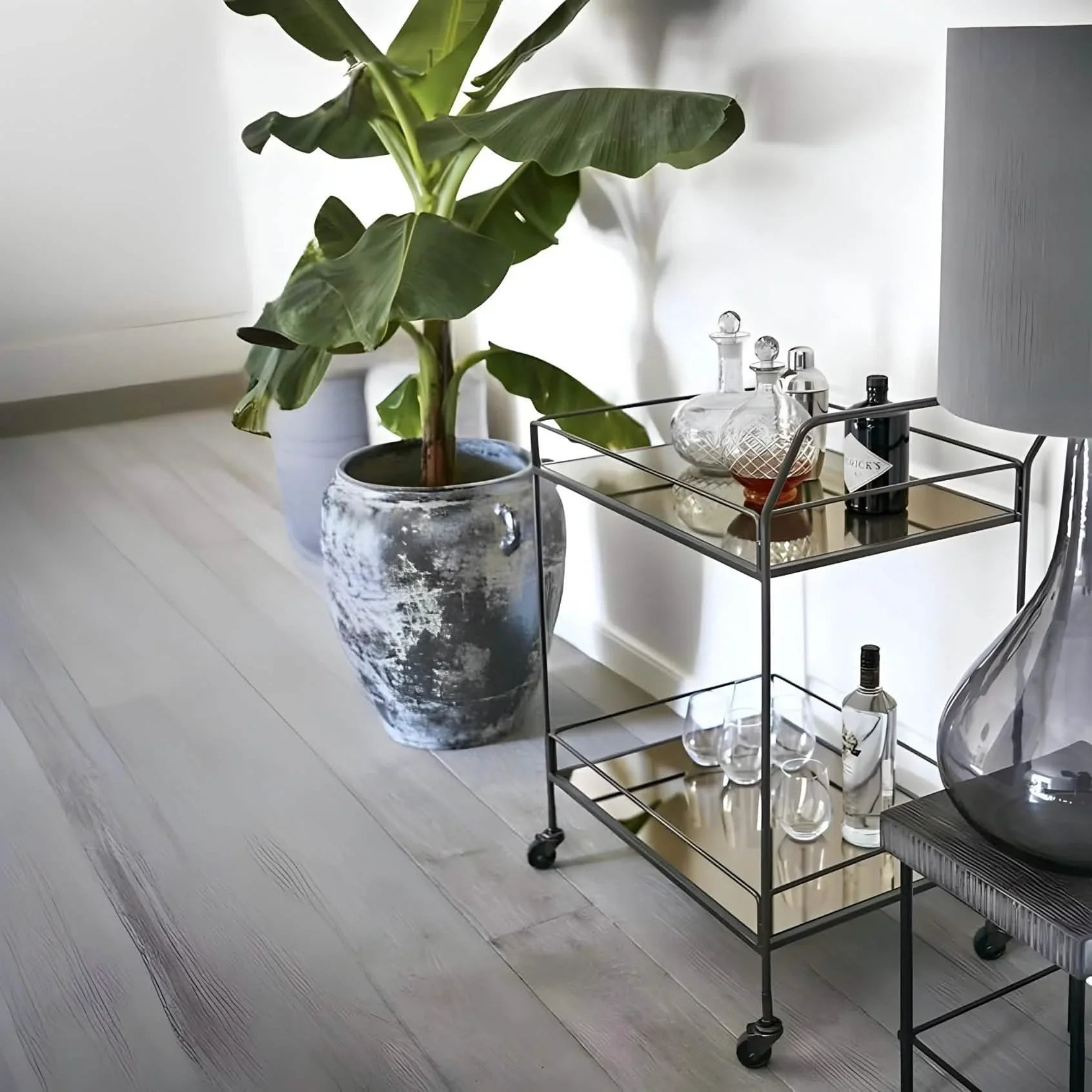 Serving Table - Steel - Glass - Black - 80x40x90 cm - Cataloug