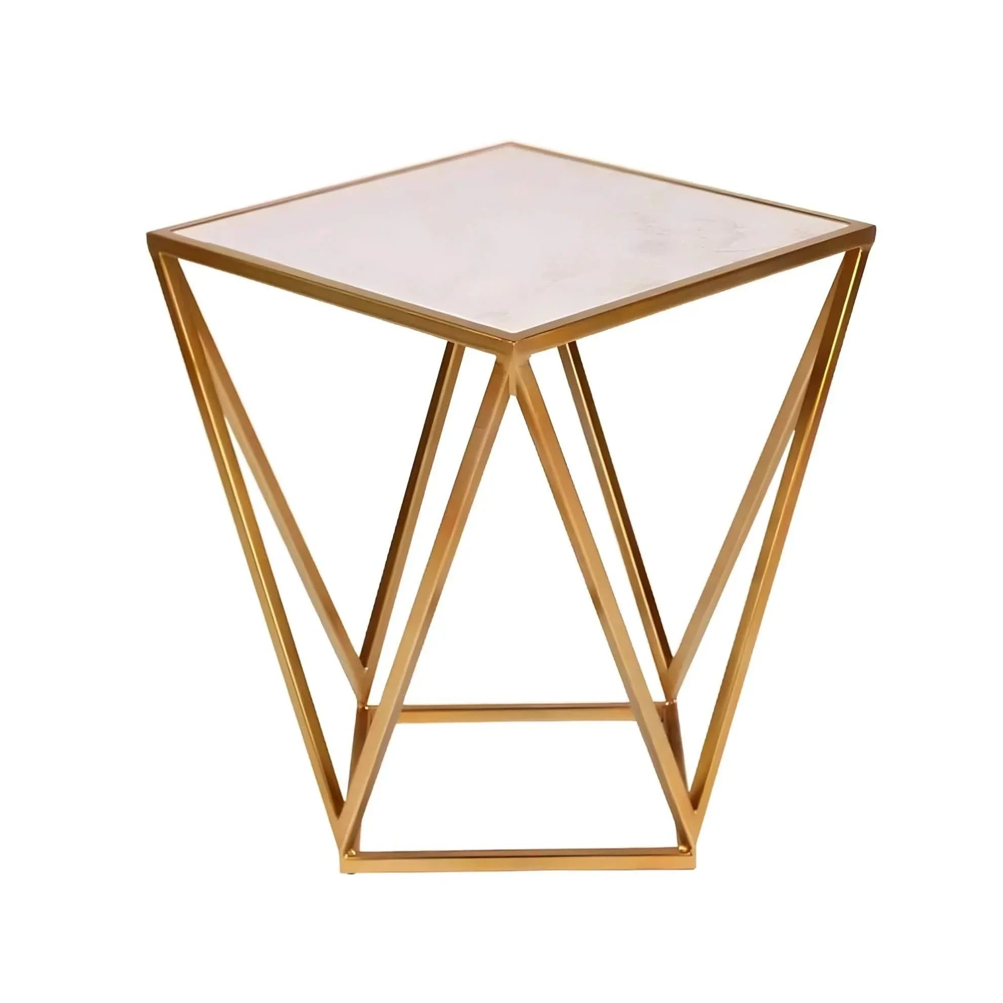 Side Table - Steel - Marble - Gold - 40x40x60 cm - Cataloug
