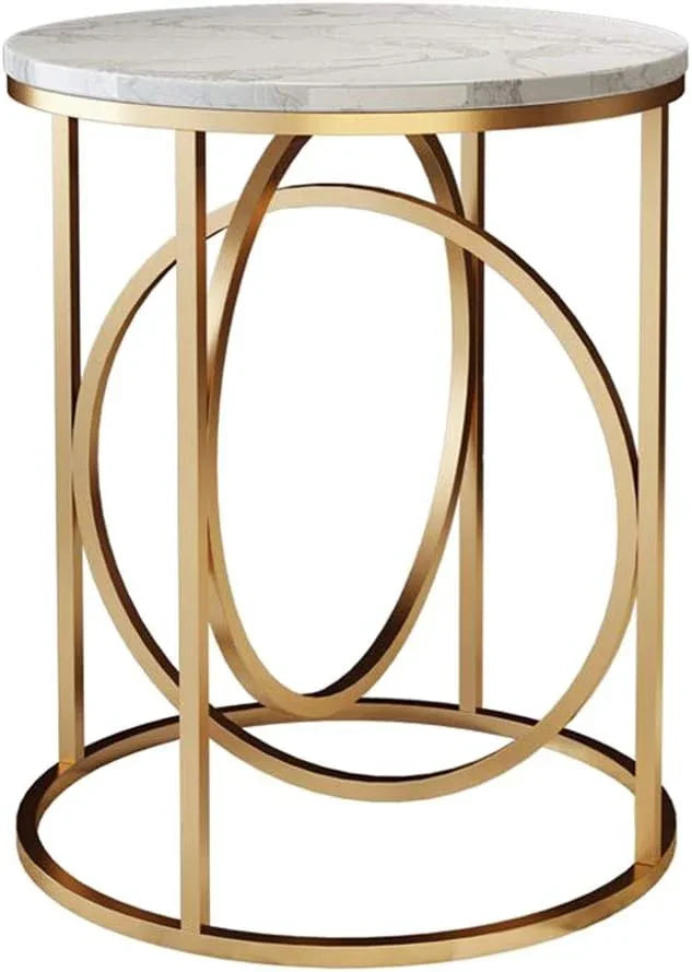 Side Table - Steel - Marble - Gold - 50x50x60 cm - Cataloug