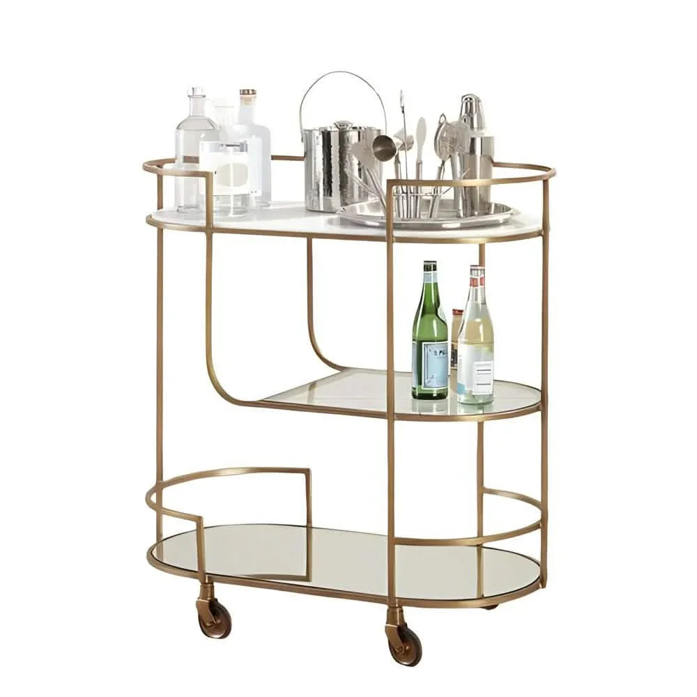 Serving Table - Steel - Glass - Gold - 80x40x100 cm - Cataloug