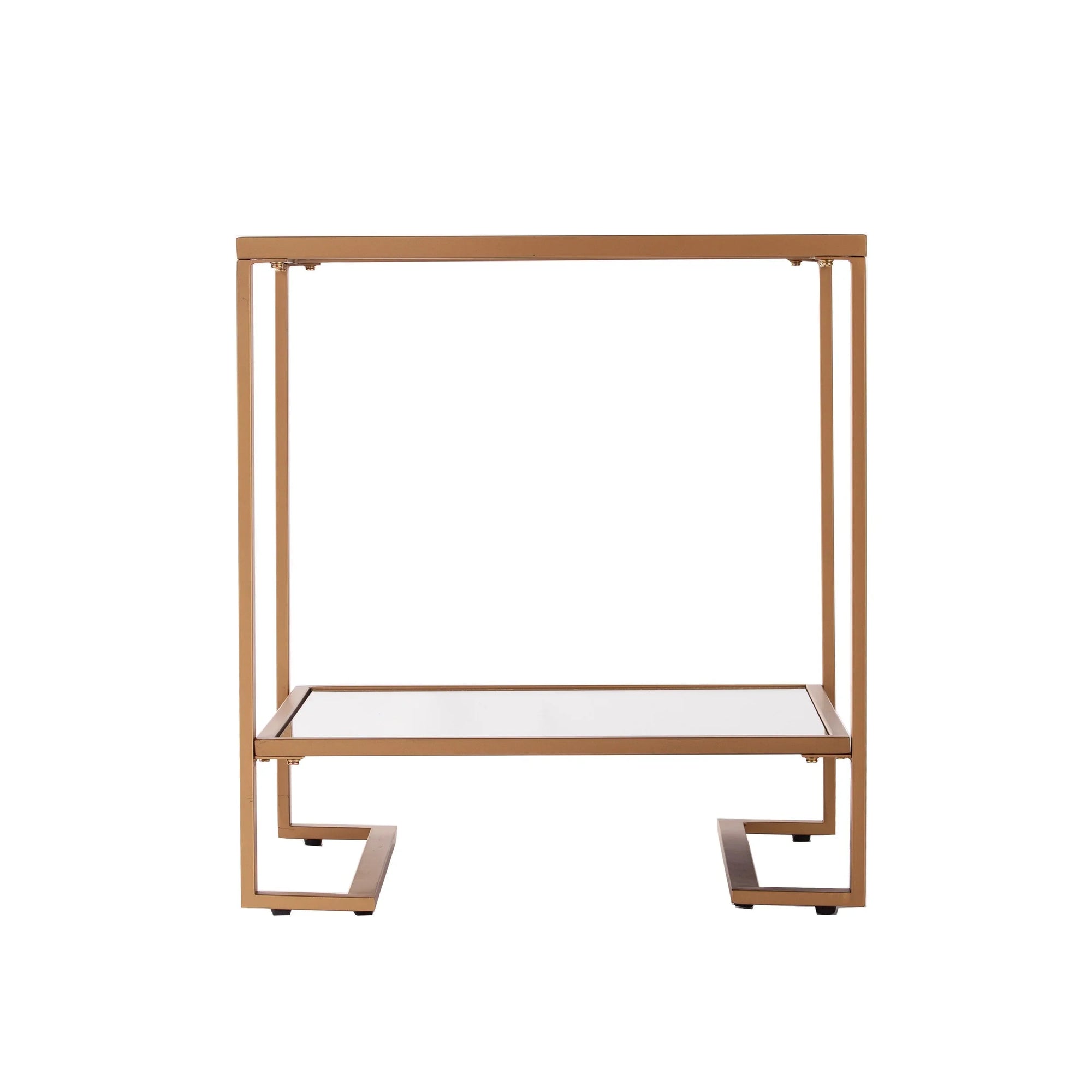 Side Table - Steel - Glass - Gold - 40x40x60 cm - Cataloug
