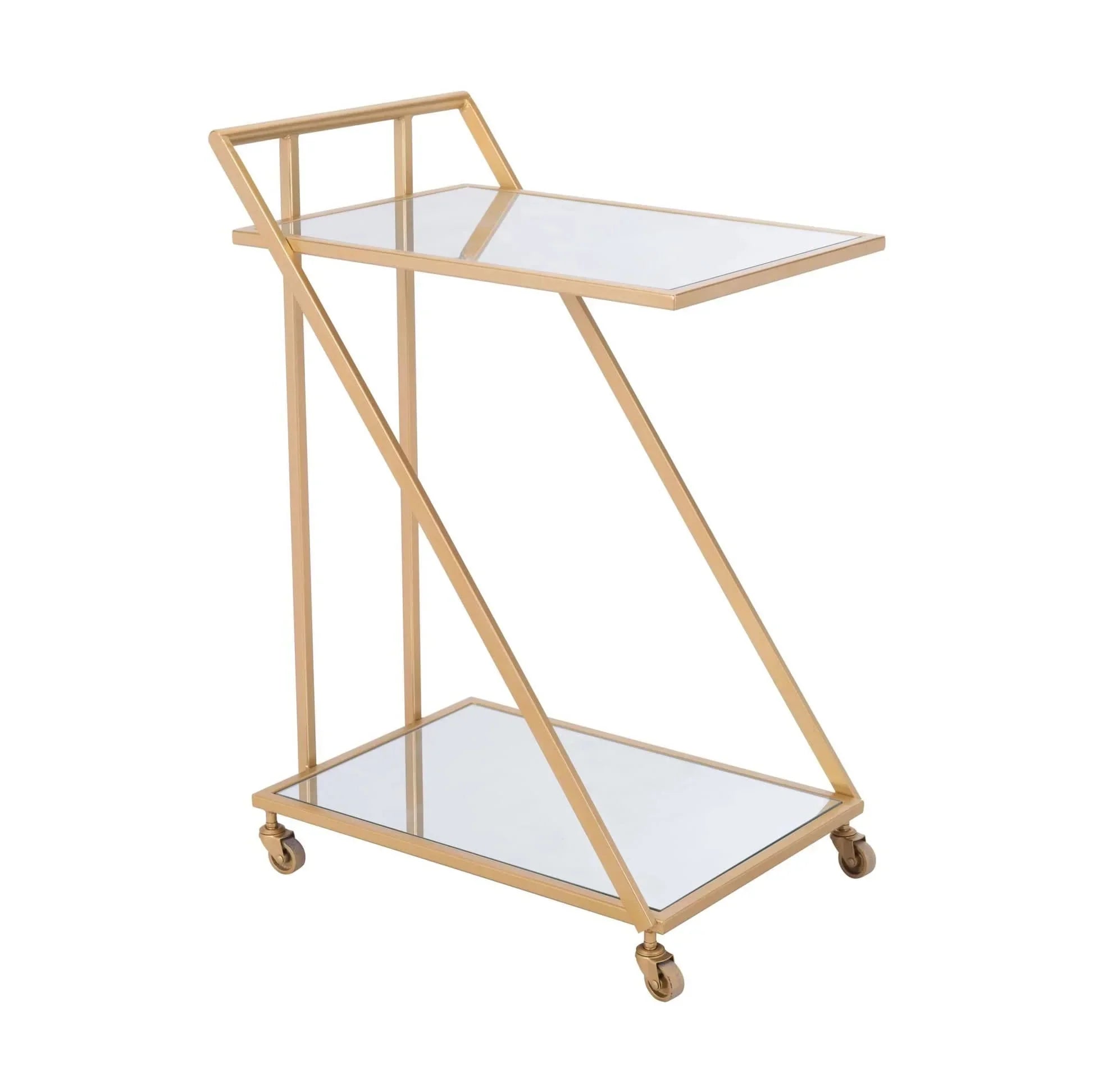 Serving Table - Steel - Glass - Gold - 50x30x90 cm - Cataloug