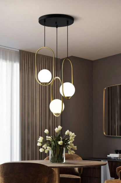 Chandelier - Metal & Glass - Gold & Black- 100 x 45 cm