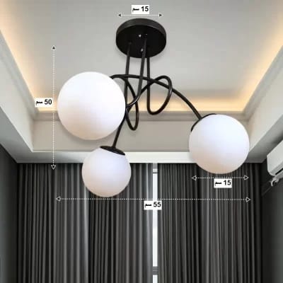 نجفه - معدن وزجاج - أسود - 50 × 55 سم
