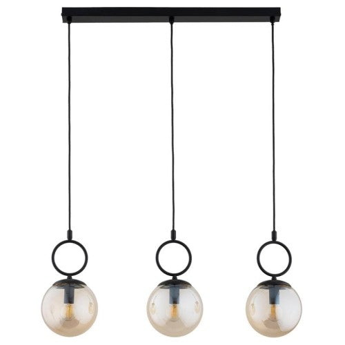 Chandelier - Metal & Glass - Black With honey glass- 100 x 60 cm
