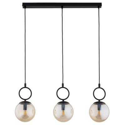 Chandelier - Metal & Glass - Black With honey glass- 100 x 60 cm