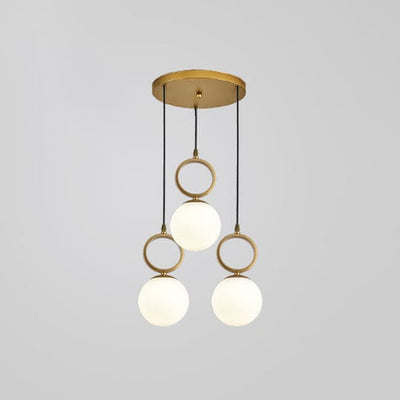 Chandelier - Metal & Glass - Gold With White glass- 100 x 50 cm