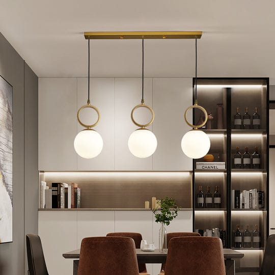 Chandelier - Metal & Glass - Gold With White glass- 100 x 60 cm