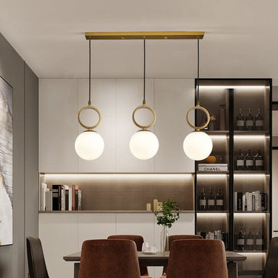 Chandelier - Metal & Glass - Gold With White glass- 100 x 60 cm
