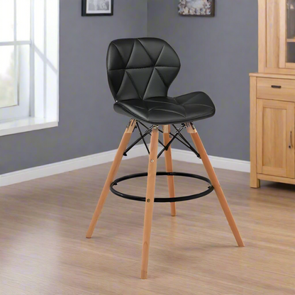 Leather bar chair - black