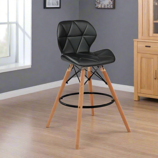 Leather bar chair - black