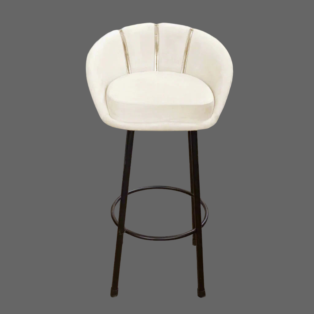 Bar Stool - Steel - Velvet Fabric - White - 50x120 cm