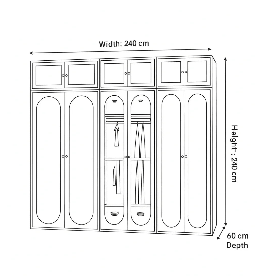 Wardrobe - MDF Wood - White - 240x60x240 cm - Cataloug