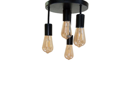 Chandelier - Metal & Glass - Black- 23x 23 cm
